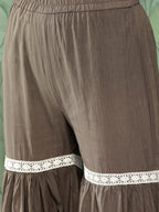 InWeave Women's Olive Shade Tropical Sharara Set | Grocsy