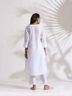 trueBrowns White Slub Kurta Set | Grocsy