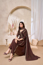 Anaita Coffee Anarkali Readymade Suit with Embroidery Work | Grocsy