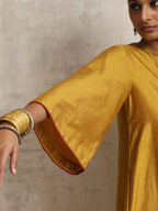 trueBrowns Gold Silk Kurta Set | Grocsy