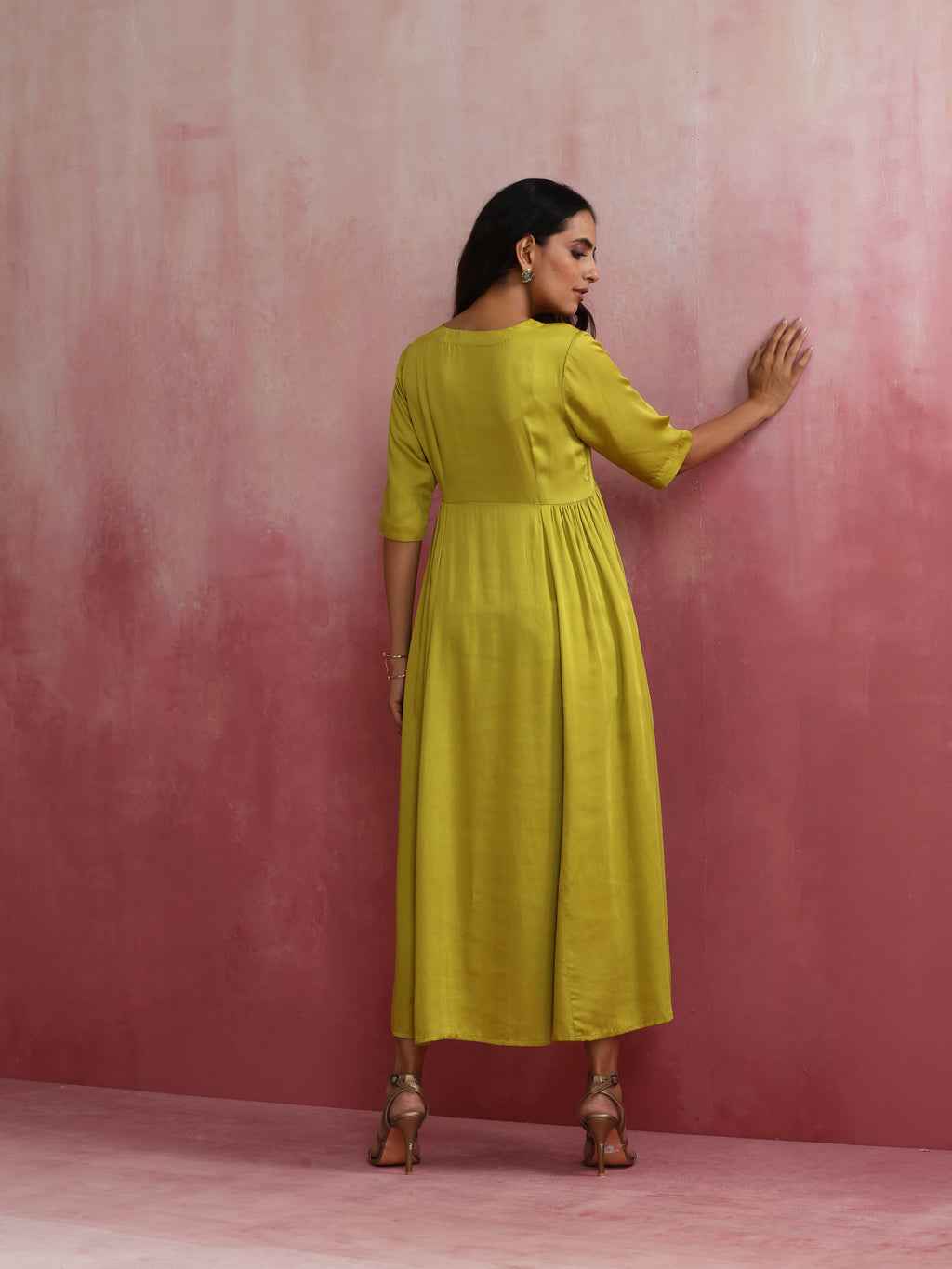 trueBrowns Modal Lime Green Dress | Grocsy