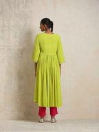 trueBrowns Lime Crinkle Anarkali Flared Kurta Set | Grocsy