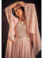 Myra Baby Pink Real Georgette Designer Gown Style Suit | Grocsy