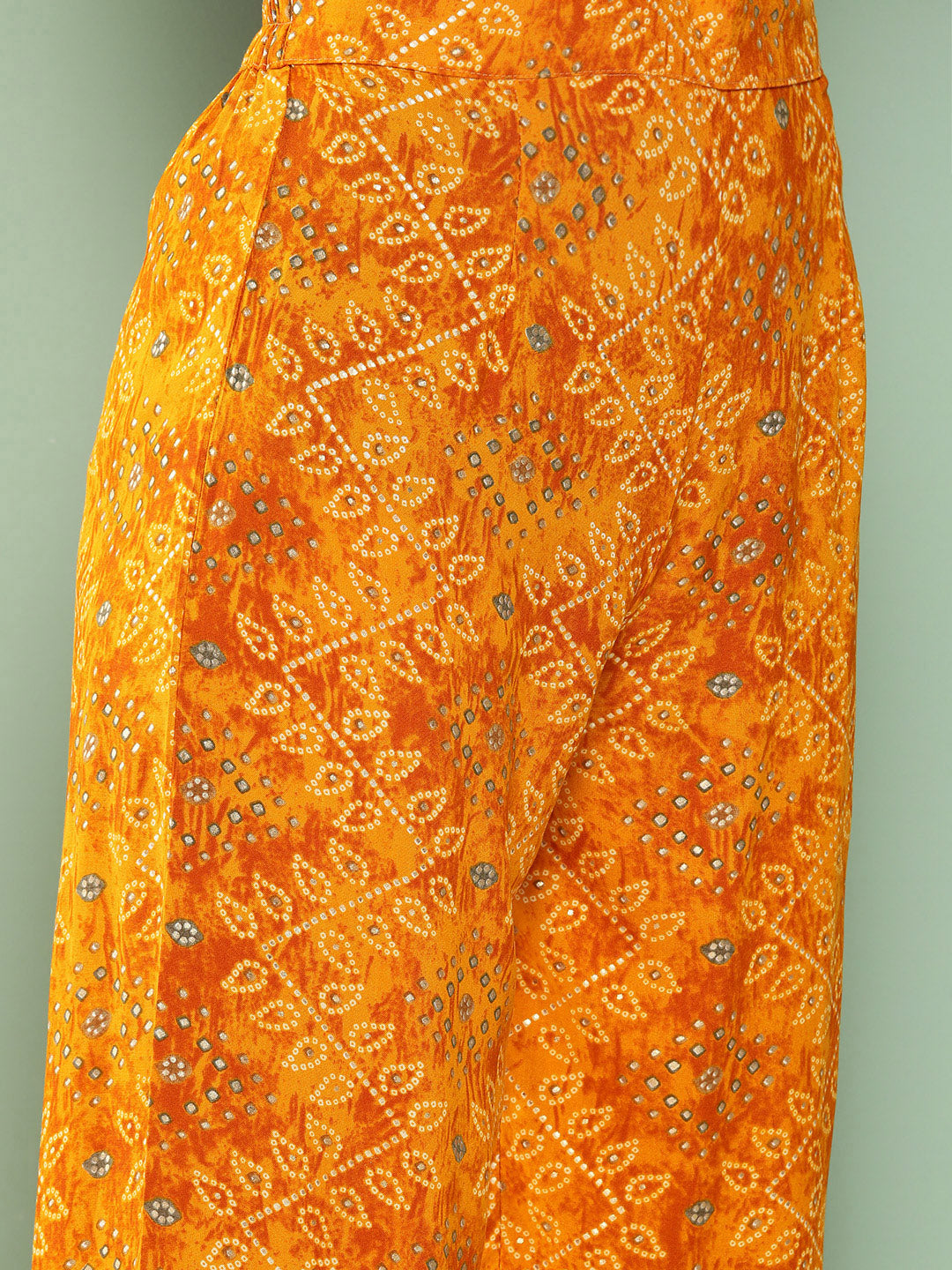 InWeave Women's Muatsrd Bandhej Print Raisa Back Detial Long Coords Set | Grocsy