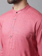 Even Apparels Rust Pure Cotton Kurta With Band Collar | Grocsy