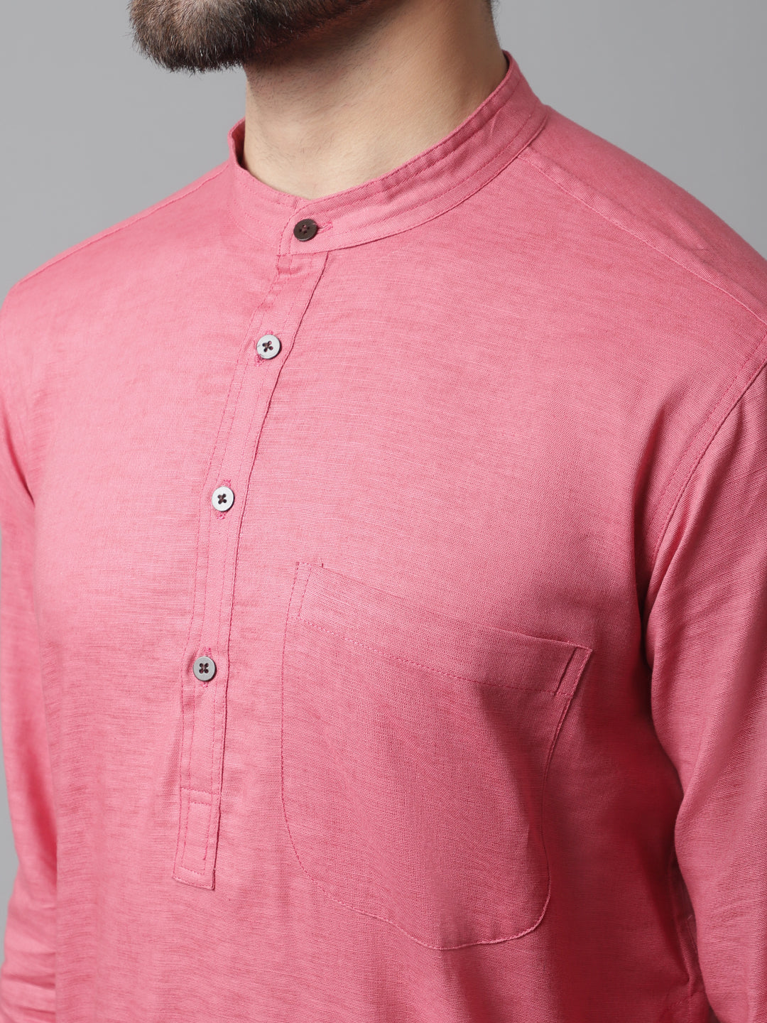 Even Apparels Rust Pure Cotton Kurta With Band Collar | Grocsy