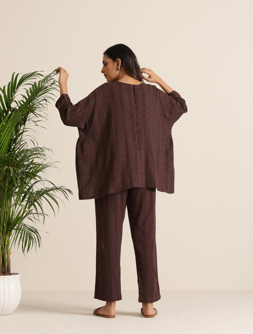 trueBrowns Cola Cotton Dobby Relaxed Co-ord Set | Grocsy