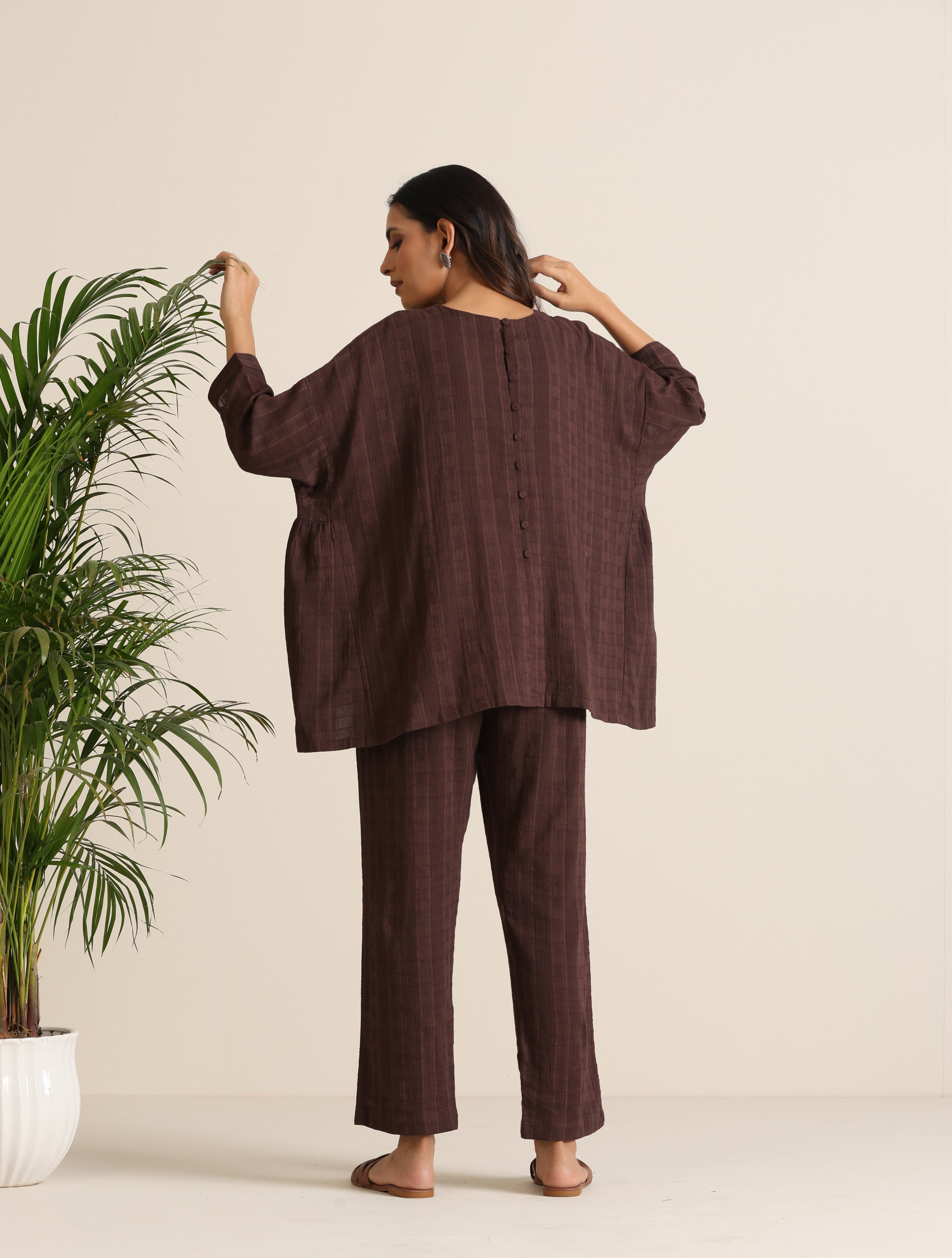 trueBrowns Cola Cotton Dobby Relaxed Co-ord Set | Grocsy