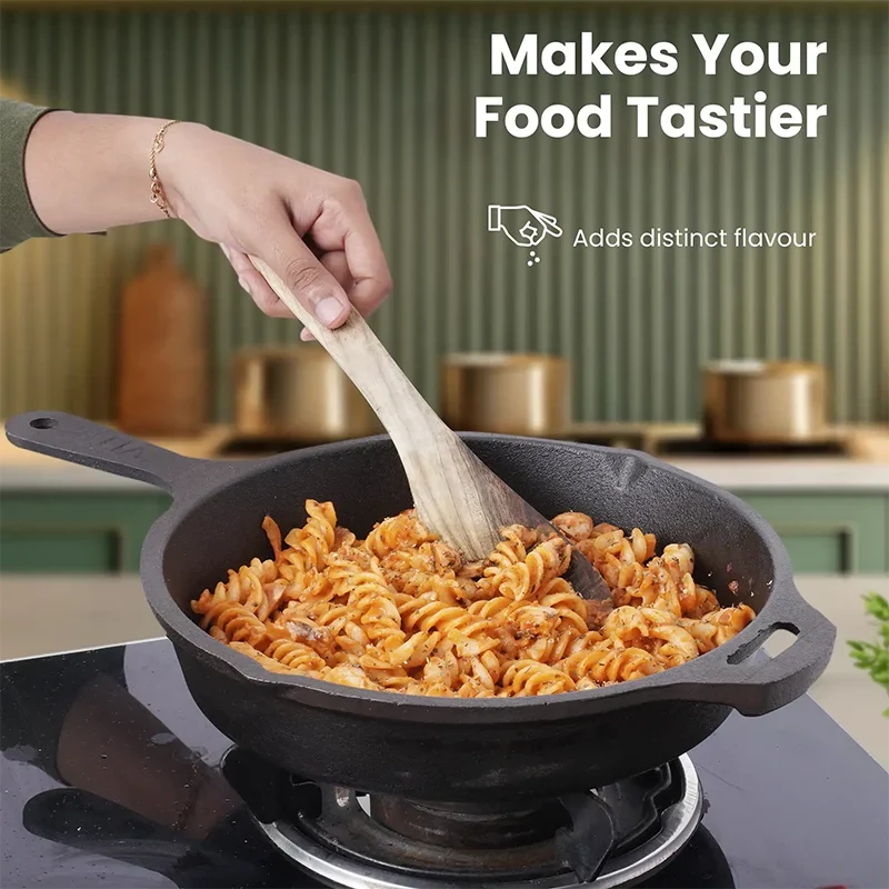 The Indus Valley CASTrong Cast Iron Cookware Set: Tadka Pan + Cast Iron Tawa With Handle (Pre Seasoned) + Cast Iron Kadai Wok Model + Cast Iron Fry Pan, Kitchen set for Home, 100% Pure, Toxin-free | Grocsy