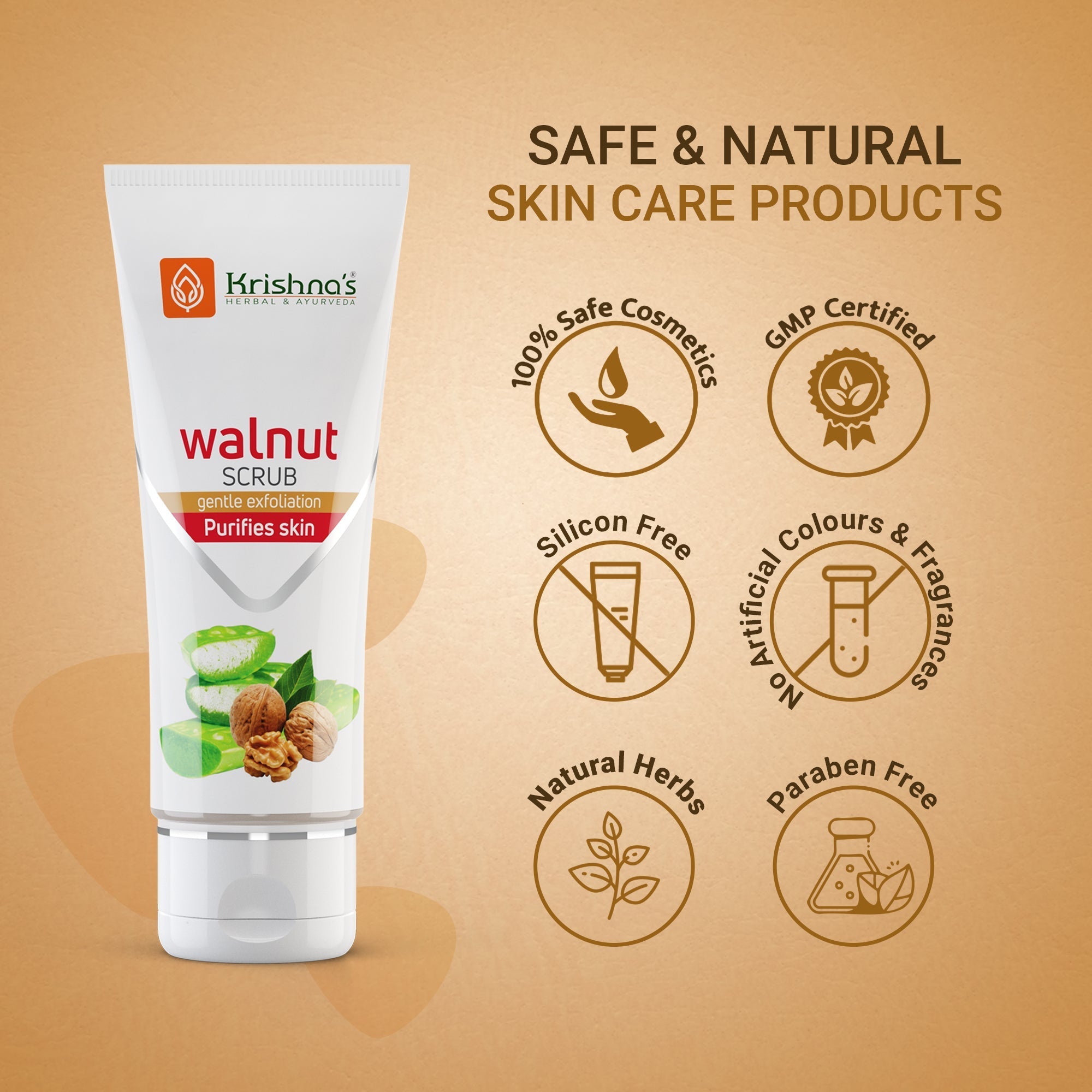 Krishna'S Herbal & Ayurveda Aloevera Walnut Scrub | Grocsy