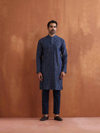 trueBrowns Men's Blue Cotton Dobby Kurta | Grocsy