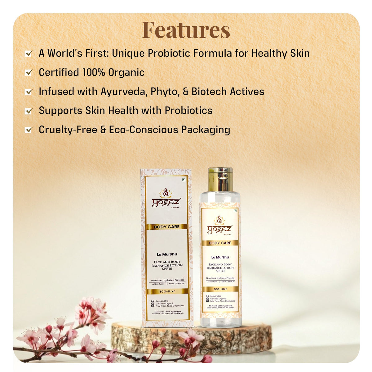 Yogez La Mu Shu Face and Body Radiance Lotion SPF30 | Grocsy