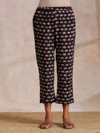 trueBrowns Black Elephant Bagru Print Cotton Kaftan Co-Ord Set | Grocsy