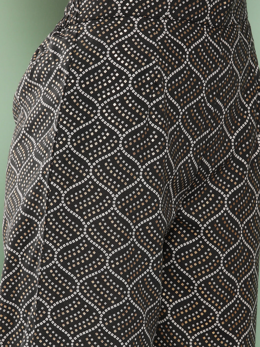 InWeave Women's Black Bandhej Print Raisa Back Detial Long Coords Set | Grocsy