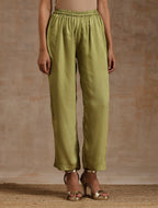 trueBrowns Light Green Modal Satin Kaftan Kurta Set | Grocsy