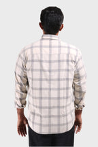 Jonesburg Off White Checks Fine Corduroy Regular Fit Shirt | Grocsy