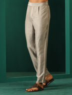 trueBrowns Men's Grey Silk Co-ord Set Yoke Detail | Grocsy