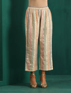 trueBrowns Ivory Tonal Cotton Kurta with Embroidered Pants | Grocsy