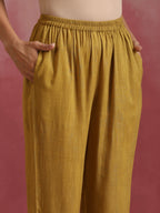 trueBrowns Mustard Cotton Kurta Set | Grocsy