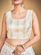 Myra White Georgette Real Georgette Lehenga Choli | Grocsy