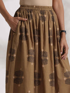 trueBrowns Beige Cotton Skirt Co-ord Set | Grocsy