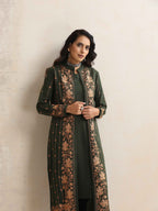 trueBrowns Green Kashmiri Woollen Jacket 3pc Set | Grocsy