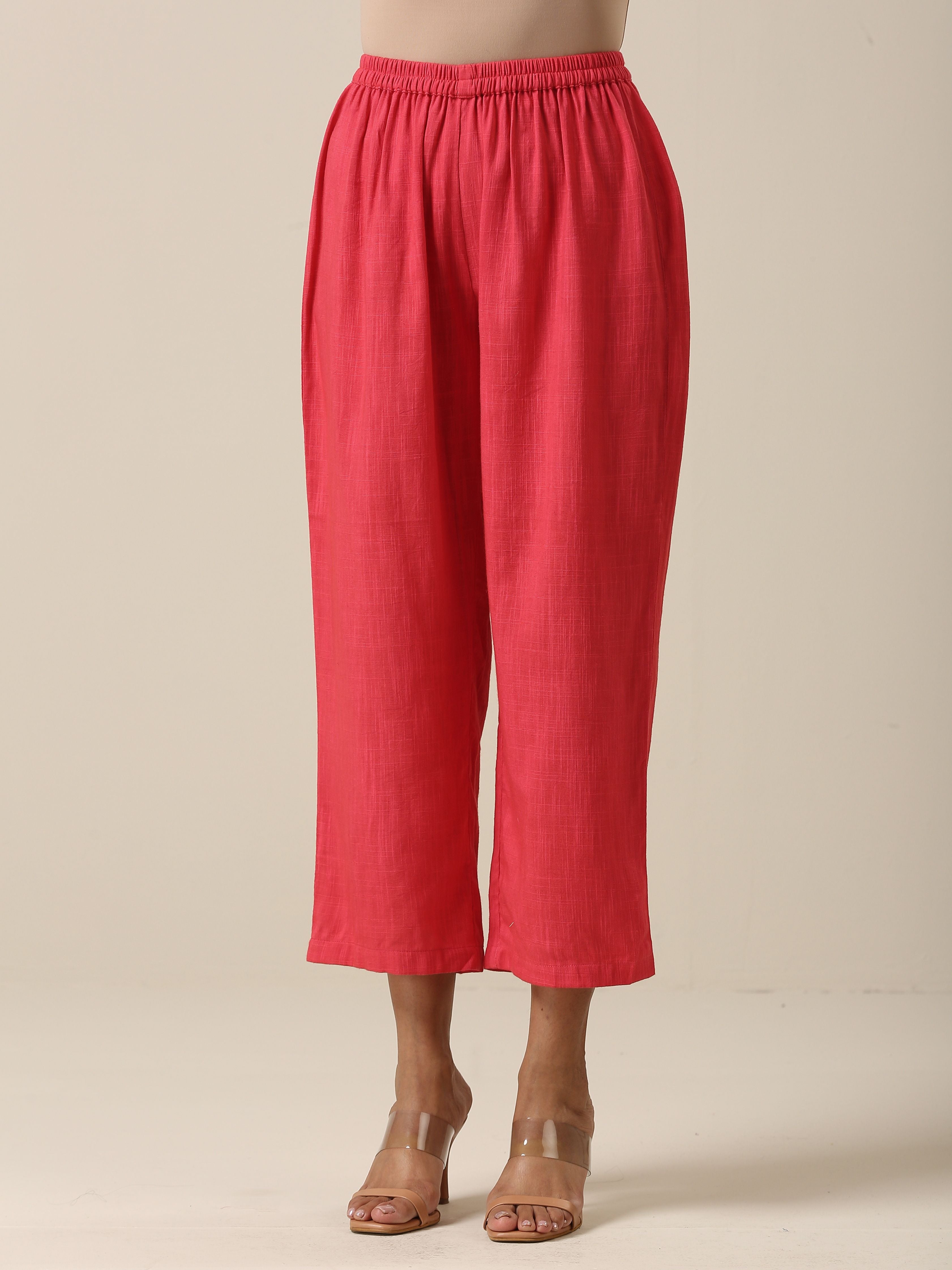 trueBrowns Bright Pink Slub Texture Baggy Sleeve Co-Ord Set | Grocsy