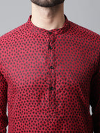 Even Apparels Maroon Solid Kurta With Band Collar | Grocsy