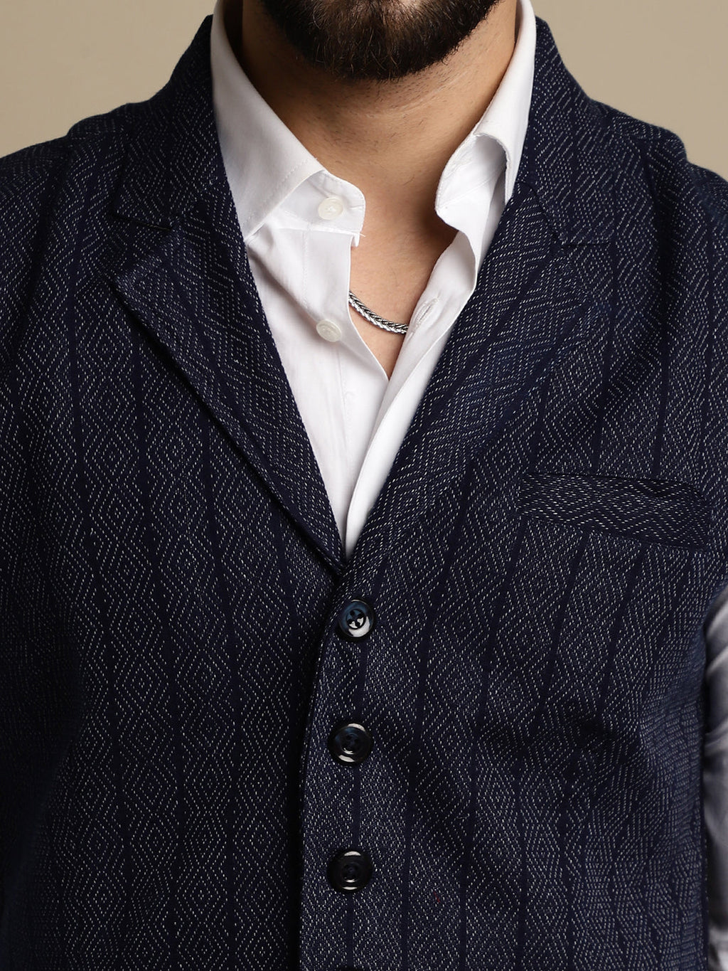 Even Apparels Men's Blue Waistcoat with Notched Lapel | Grocsy