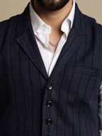 Even Apparels Men's Blue Waistcoat with Notched Lapel | Grocsy