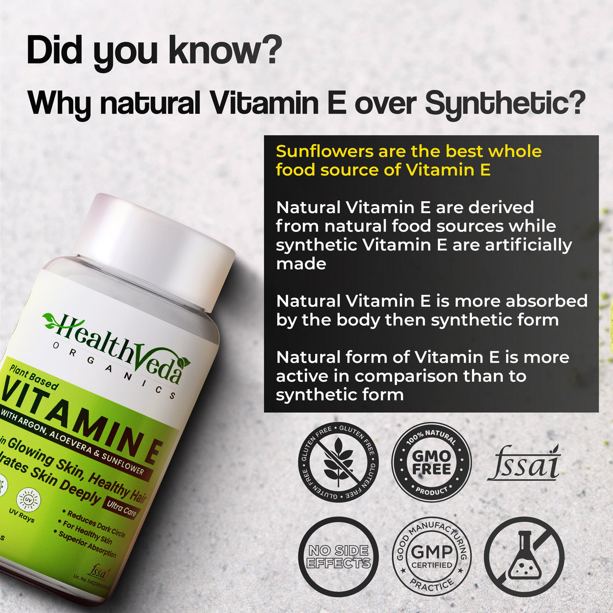 Health Veda Organics Vitamin E Capsules | Grocsy