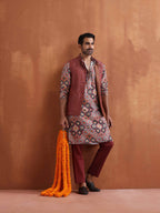 trueBrowns Men's Rust Geometric Printed Kurta | Grocsy