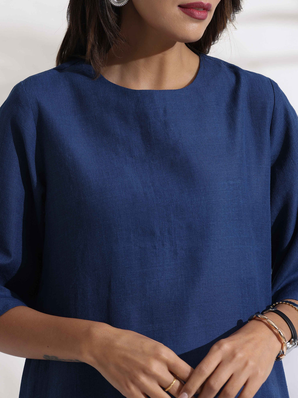 trueBrowns Blue Slub Dress | Grocsy