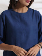 trueBrowns Blue Slub Dress | Grocsy