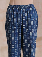 trueBrowns Indigo Dabu Floral Print Cotton Kurta Pant Set | Grocsy