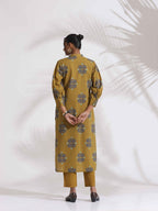 trueBrowns Green Cotton Print Straight Kurta Set | Grocsy