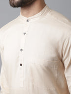 Even Apparels Cream Pure Cotton Kurta With Band Collar | Grocsy