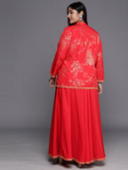 Ahalyaa Plus Size Ethnic Top & Skirt with Shrug | Grocsy