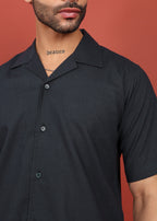 Fabmade Midnight Ease Open-Collar Shirt | Grocsy