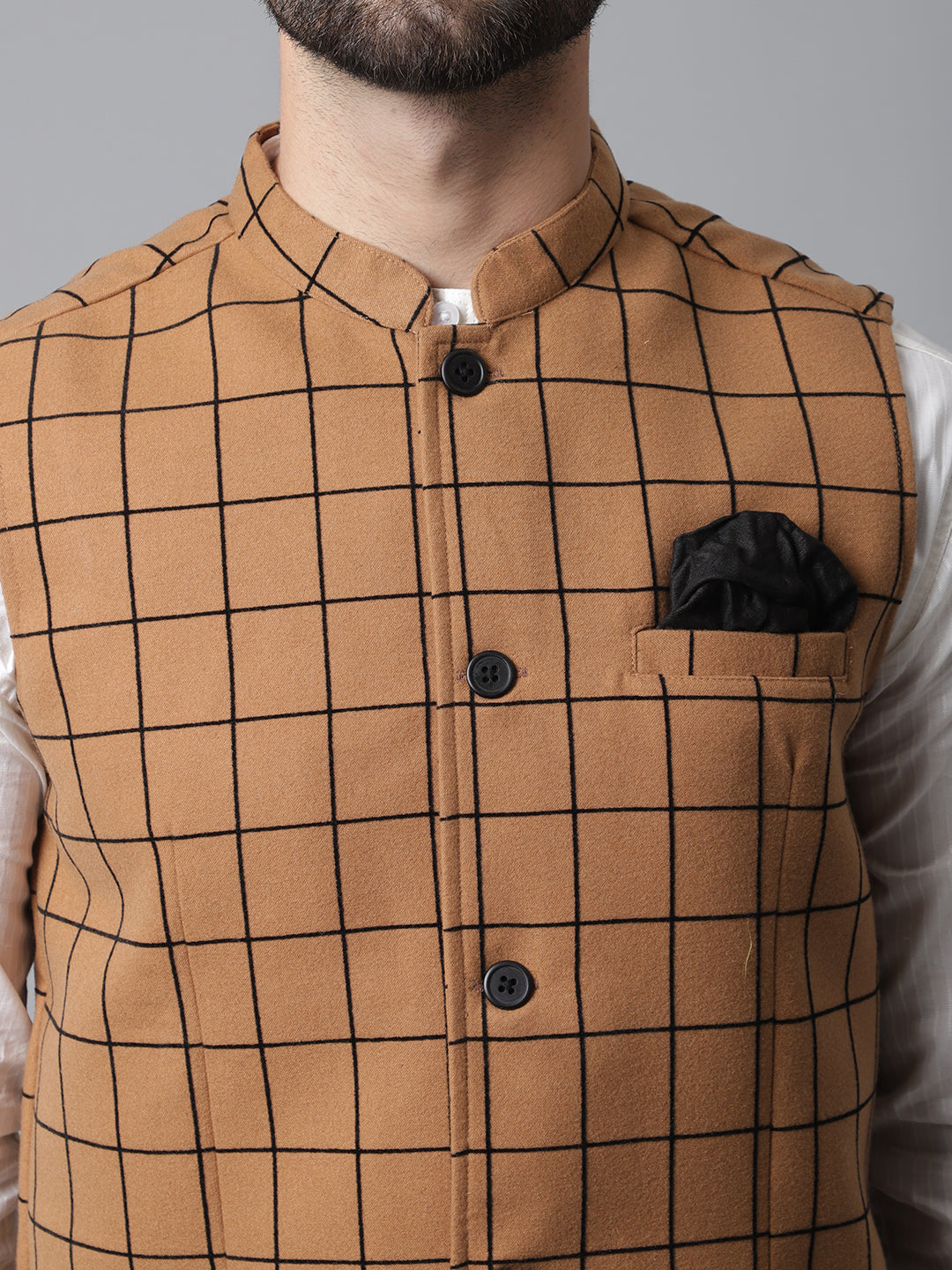 Even Apparels Men's Beige Nehru Jacket With Welt Pockets | Grocsy