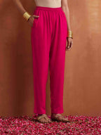 trueBrowns Red Print Flared Anarkali Kurta Set | Grocsy