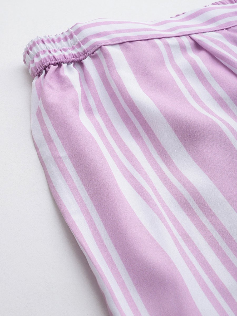 Ahalyaa Plus Size Striped Tunic with Palazzos | Grocsy