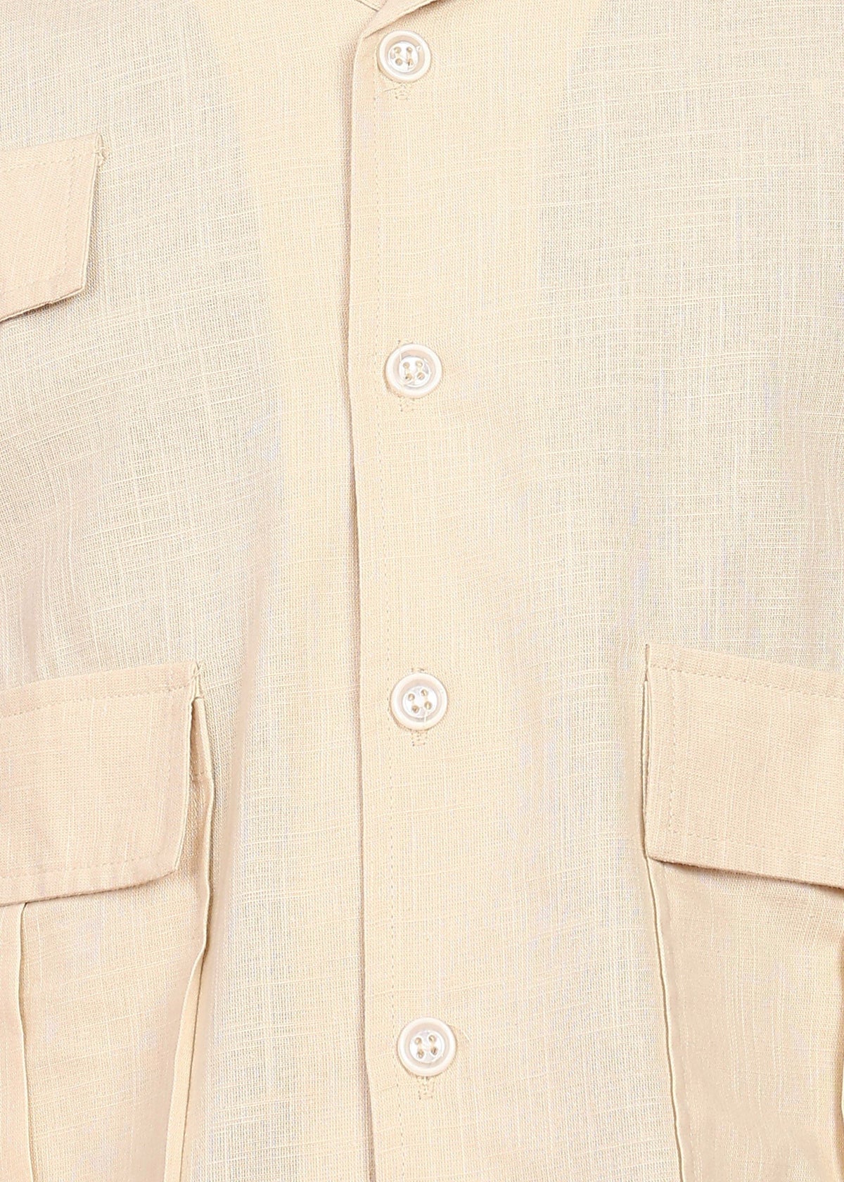 Fabmade Men Beige Cotton Linen Coort-Set Shorts | Grocsy