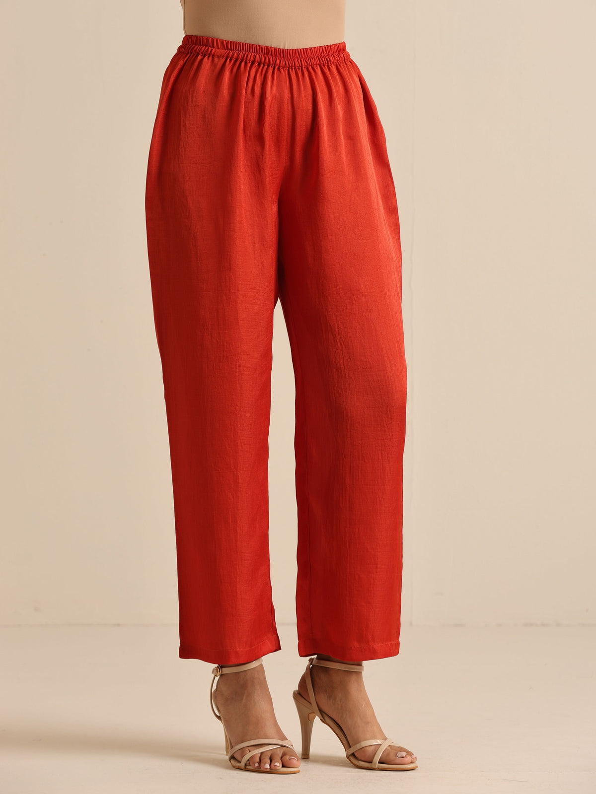 trueBrowns Rust Silk Blend Short Co-Ord Set | Grocsy