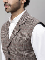 Even Apparels Men's Brown Pure Wool Nehru Jacket | Grocsy