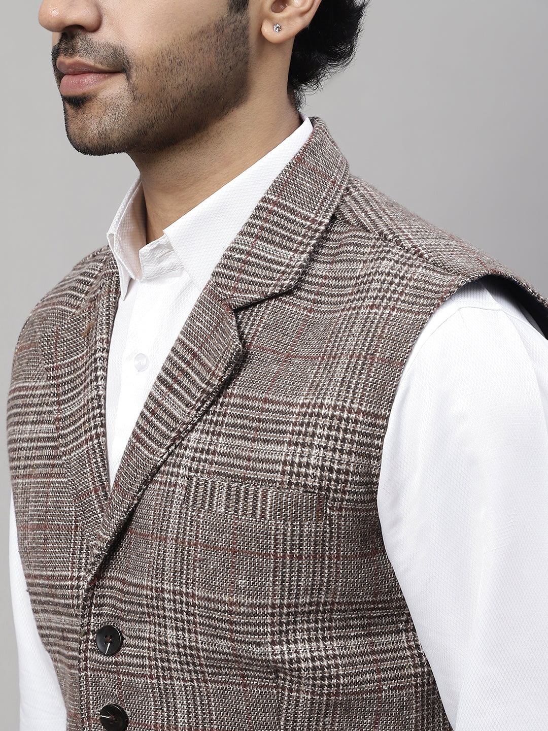 Even Apparels Men's Brown Pure Wool Nehru Jacket | Grocsy