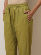 trueBrowns Brown Cotton Linen Kurta Pant Set | Grocsy