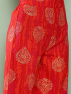 InWeave Women's Rust Mughal Print Raisa Back Detial Long Coords Set | Grocsy