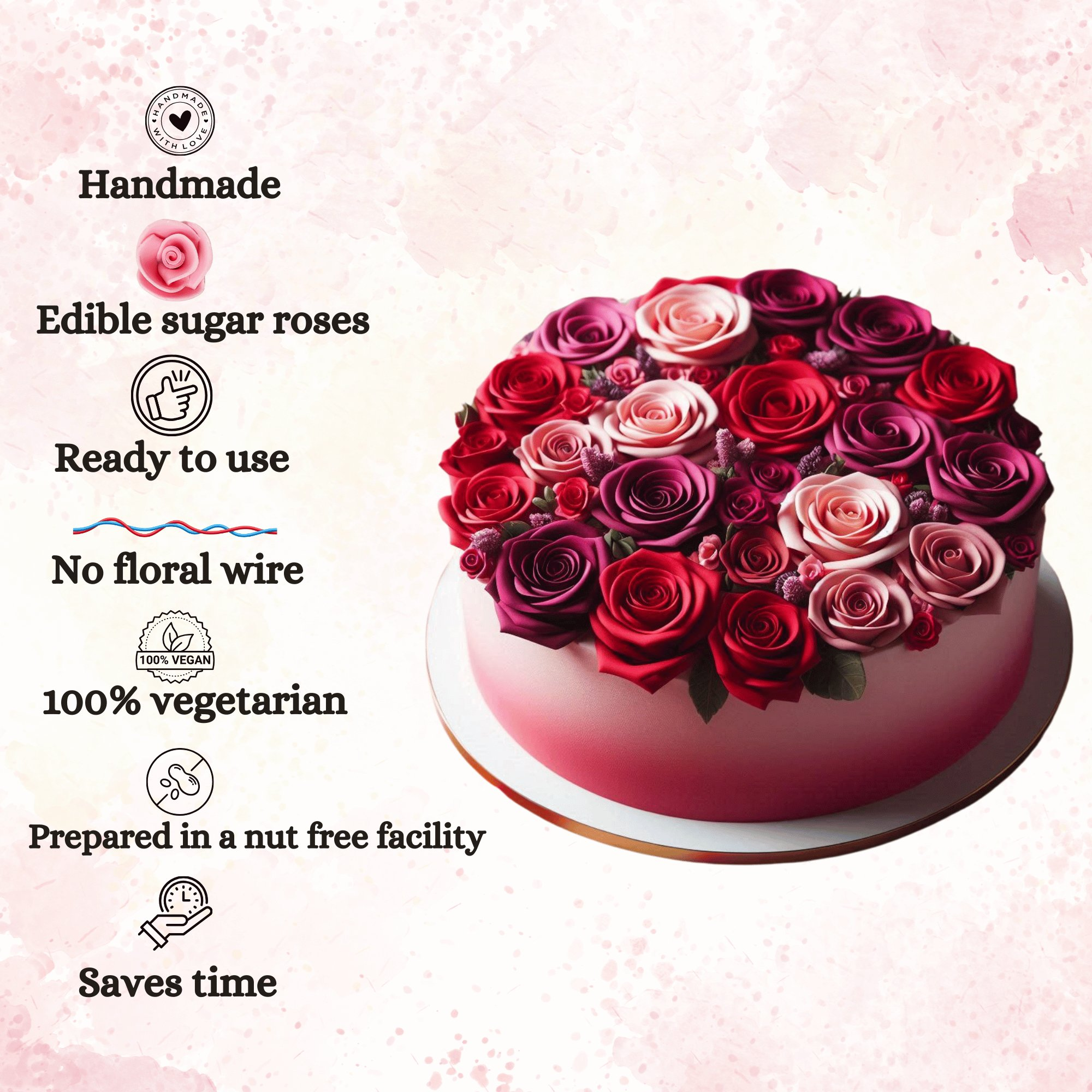 Confect Ombre- 2 | Edible Sugar Roses Topper | Grocsy
