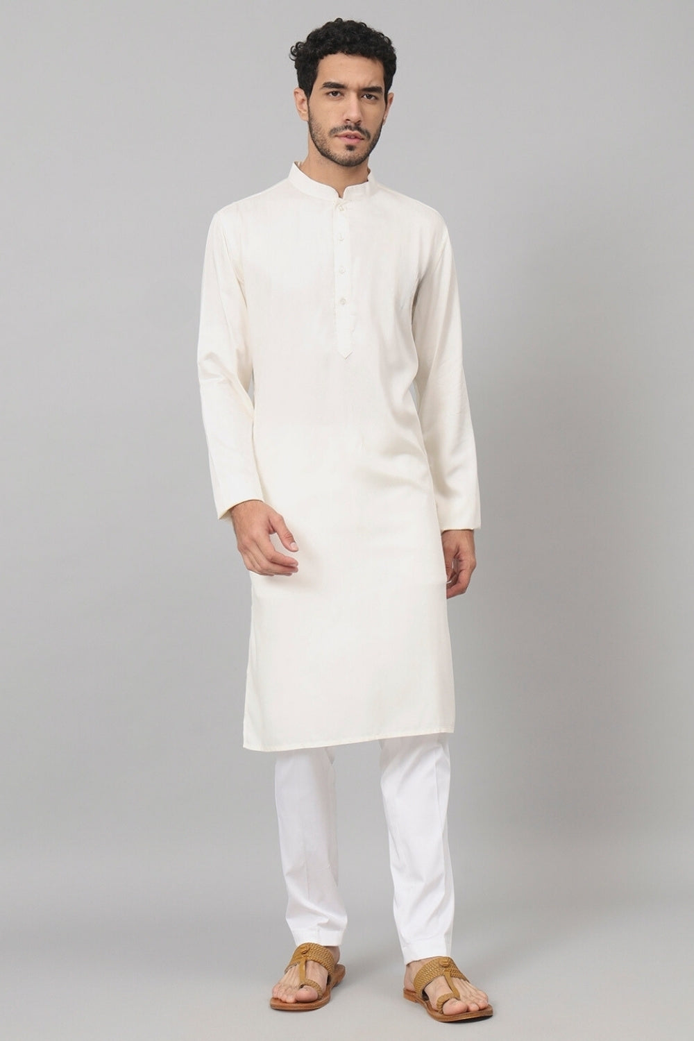 Giza Cotton Off White Plain Kurta by Hilo Design | Grocsy